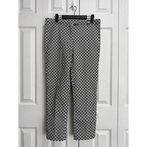 MaxMara Ankle Pants Women's 10 Black White Geometric Print Pull-On Relaxed Fit